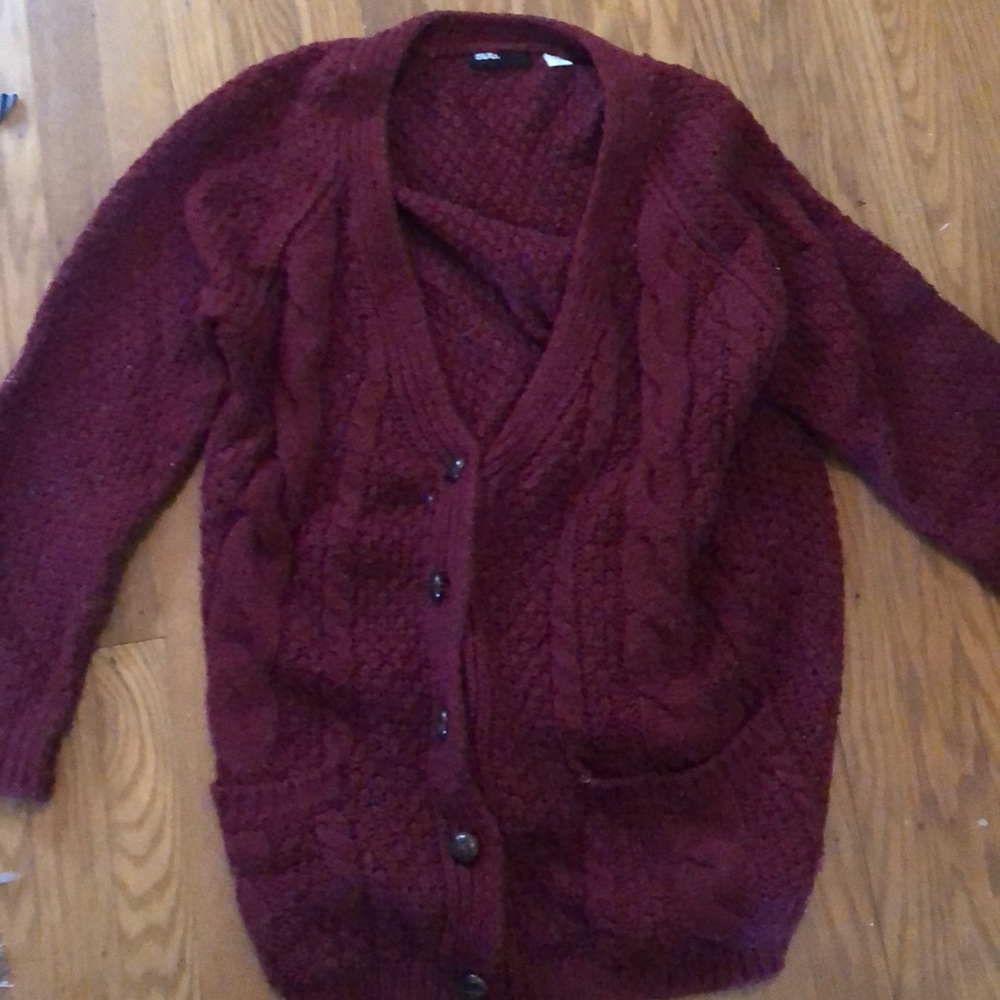 Oversized red cardigan